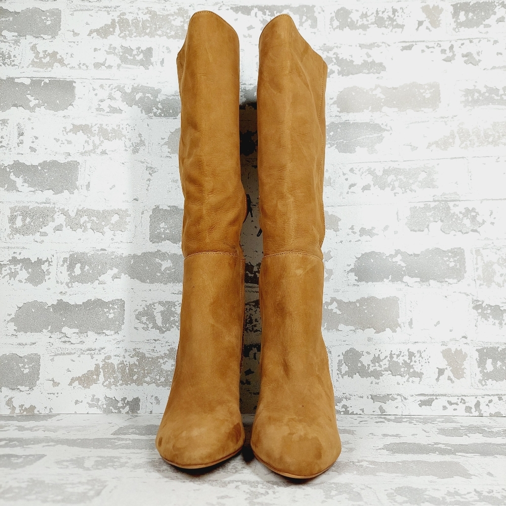 NEW Steve Madden NINNY Tan Suede Heeled Boots M93 - Picture 3 of 12